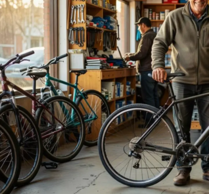 Klient testujący rower podczas jazdy