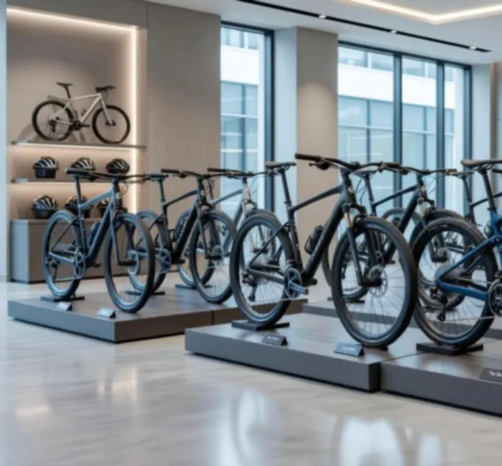 Wyróżnione modele rowerów na tle miejskiego krajobrazu