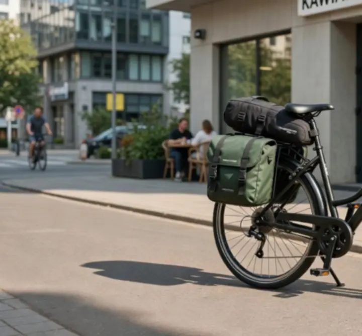 Torby i bagażniki rowerowe podczas miejskiej jazdy